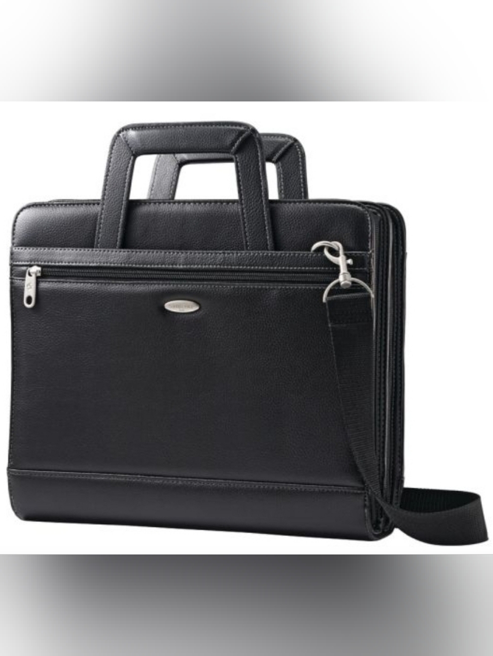 Samsonite Black Vinyl Padfolio Briefcase with Handles & Shoulder Strap NWOT